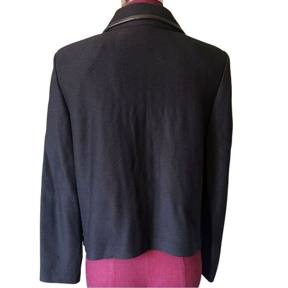 St. John Collection Santana Knit Jacket Blazer Women 12 L Black Zip - Picture 2 of 11